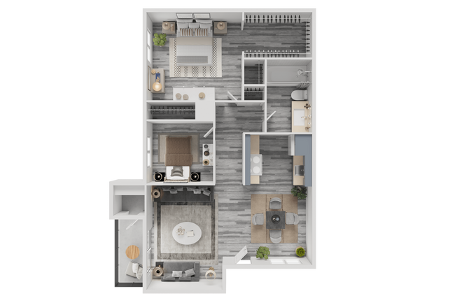 2 Bed 1 Bath C107 floor plan